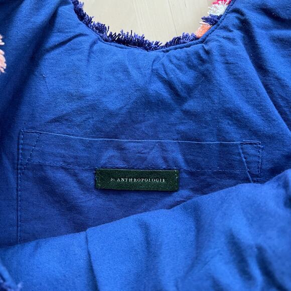 Anthropologie Textured Fringe Statement Tote Bag with Circle Handles - Picture 3 of 3